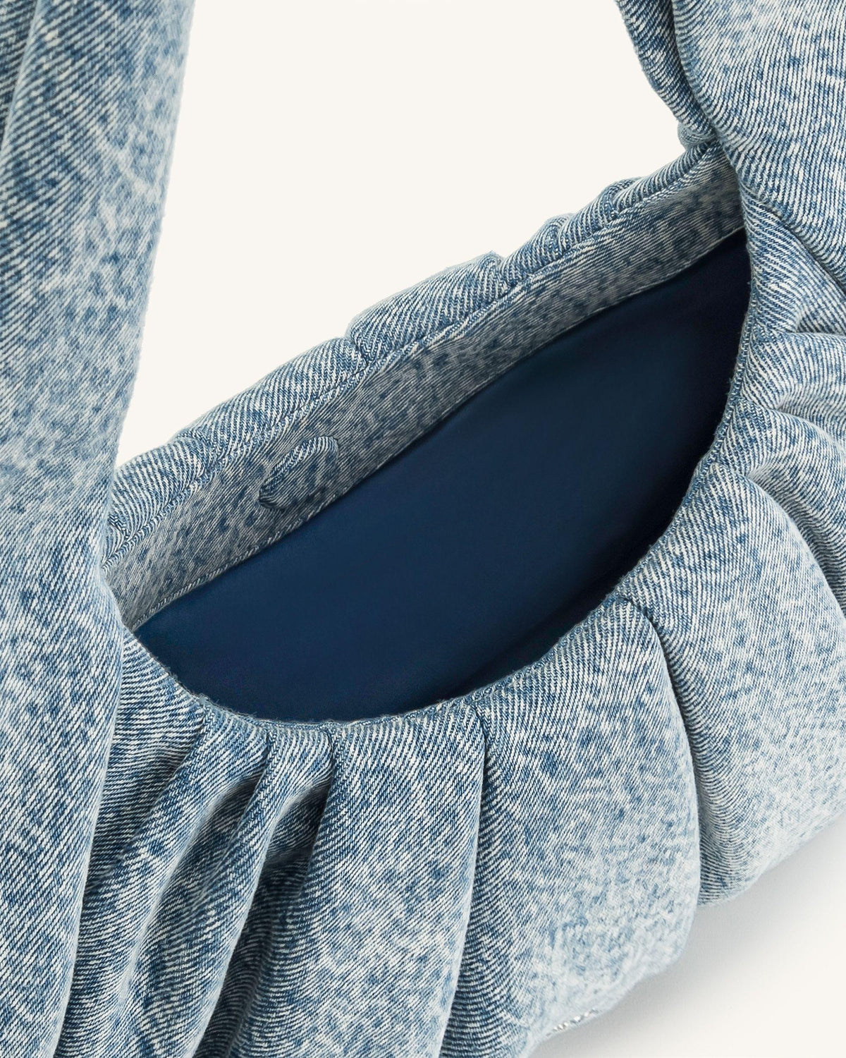 Ashley Denim Ruched Shoulder Bag - Blue | JW PEI