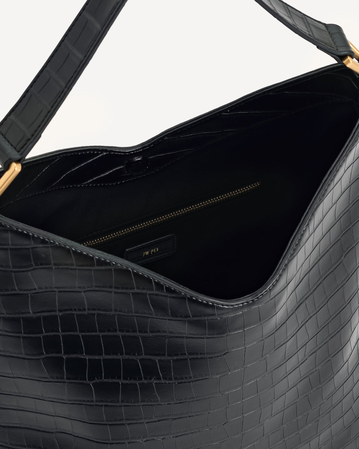 Aria Shoulder Bag - Black Croc | JW PEI