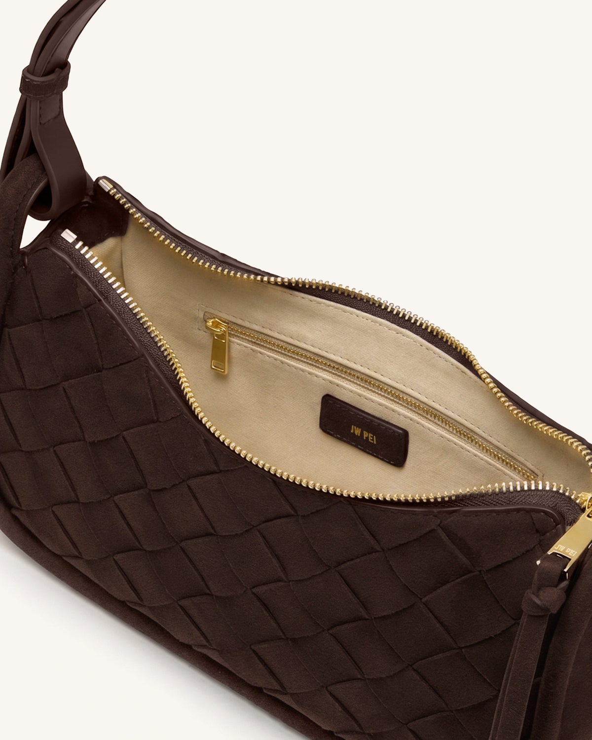 Zirelle Woven Faux Suede Hobo Bag - Brown | JW PEI