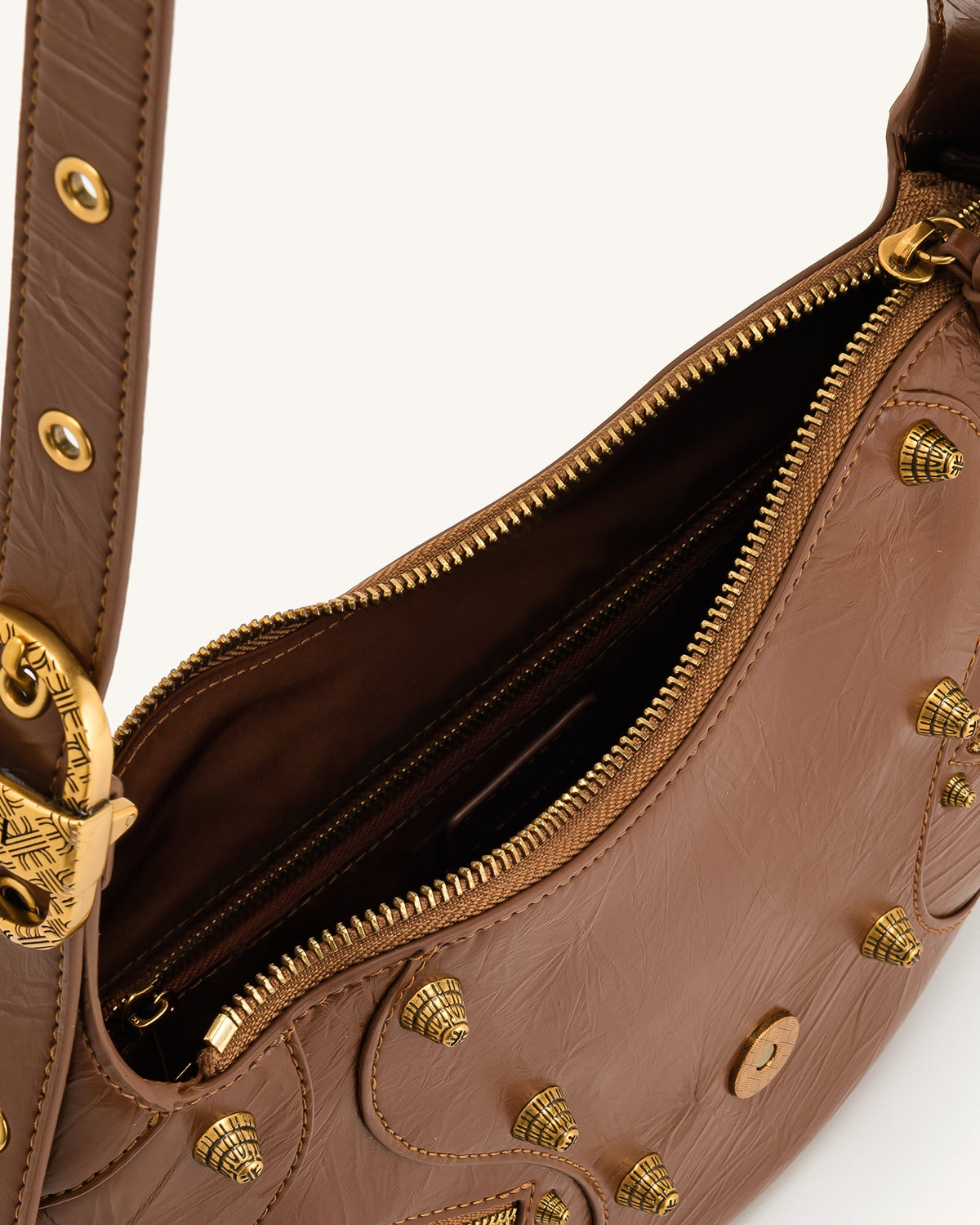 Tessa Crushed Shoulder Bag - Brown | JW PEI