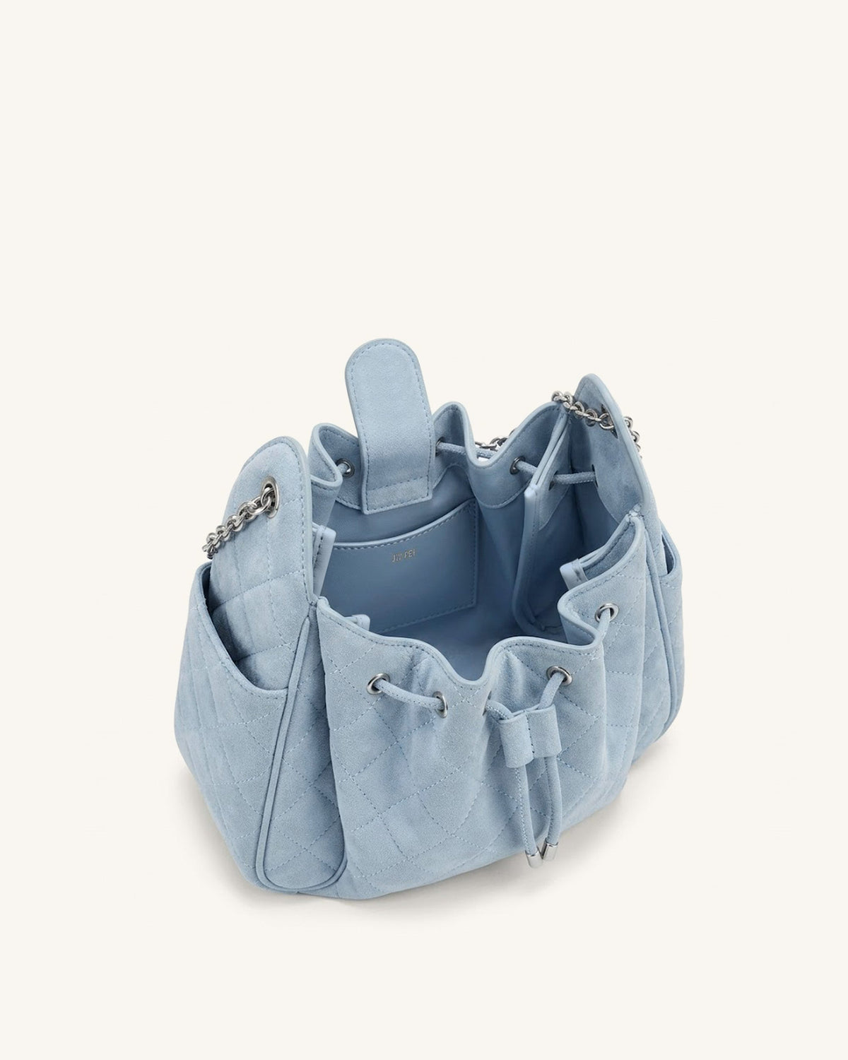Rowan Faux Suede Quilted Chain Bucket Bag - Blue | JW PEI