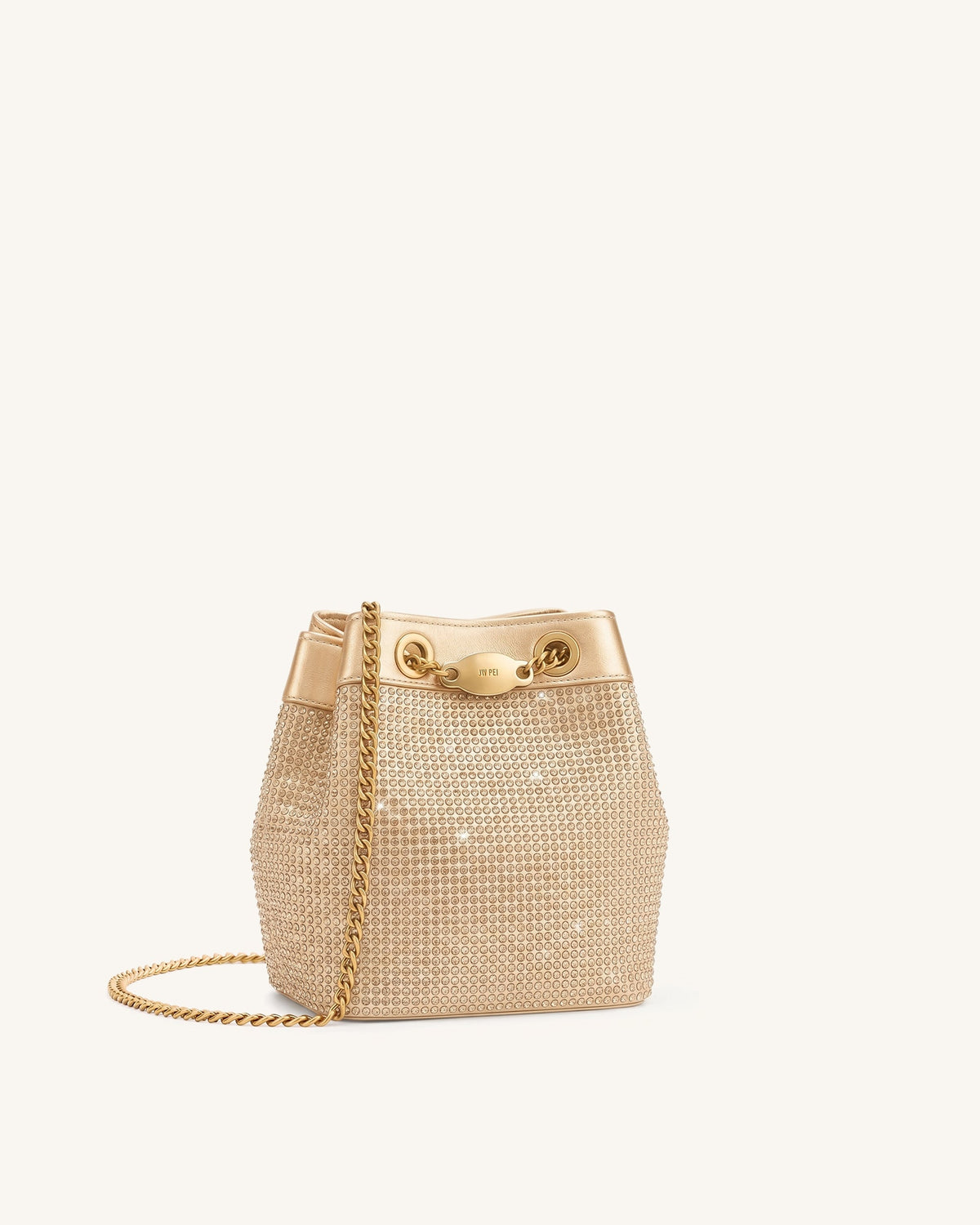 Yara Artificial Crystal Bucket Bag - Champagne | JW PEI