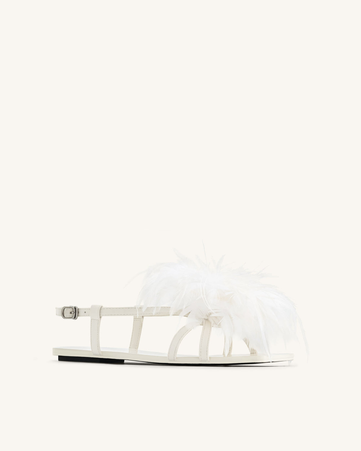 Fluffy Flats Sandals - White | JW PEI