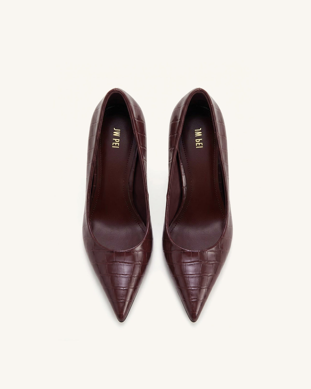 Hazel Croc-Embossed Heels - Burgundy | JW PEI