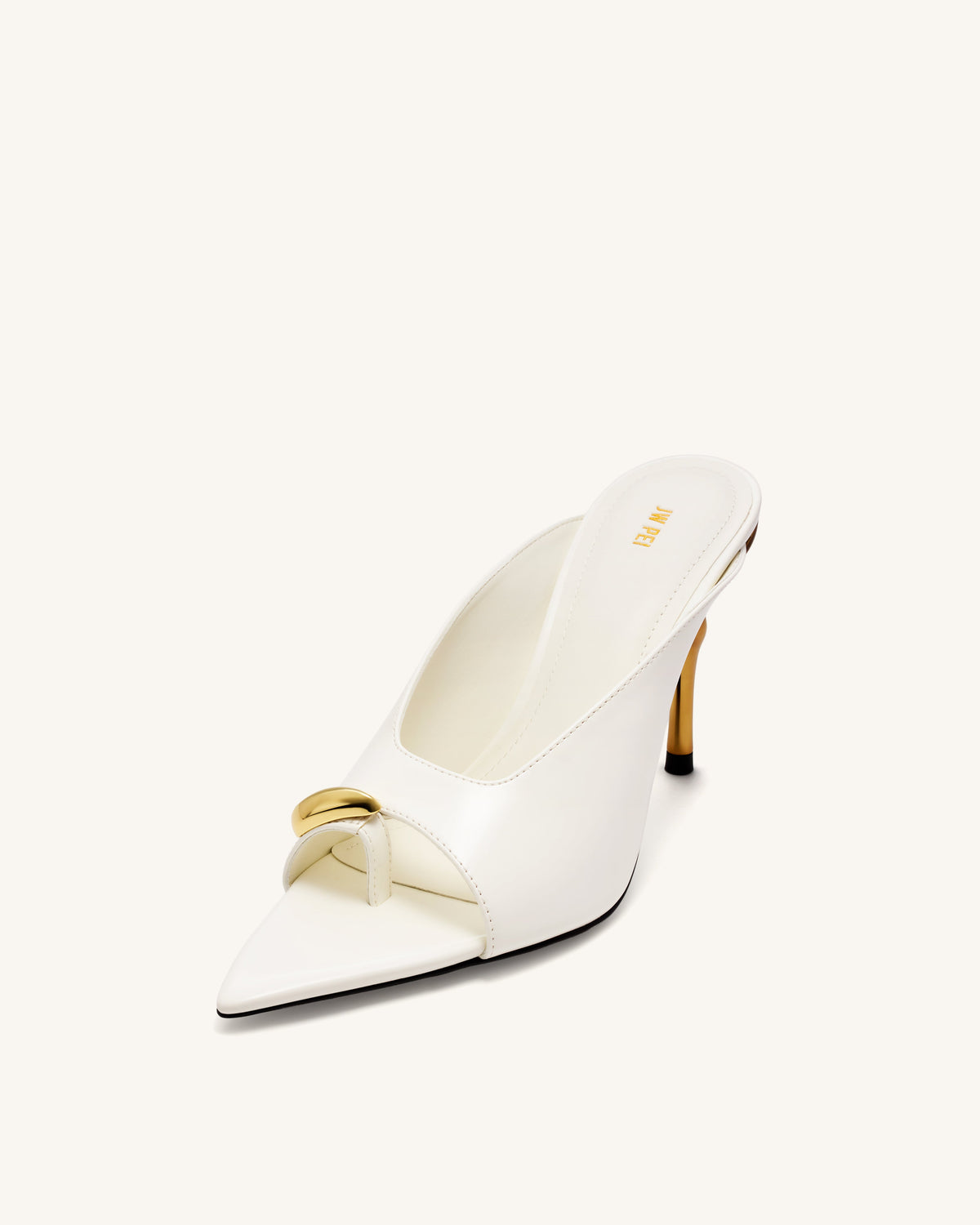 Noemi Pointed-Toe Mule Heels - White | JW PEI