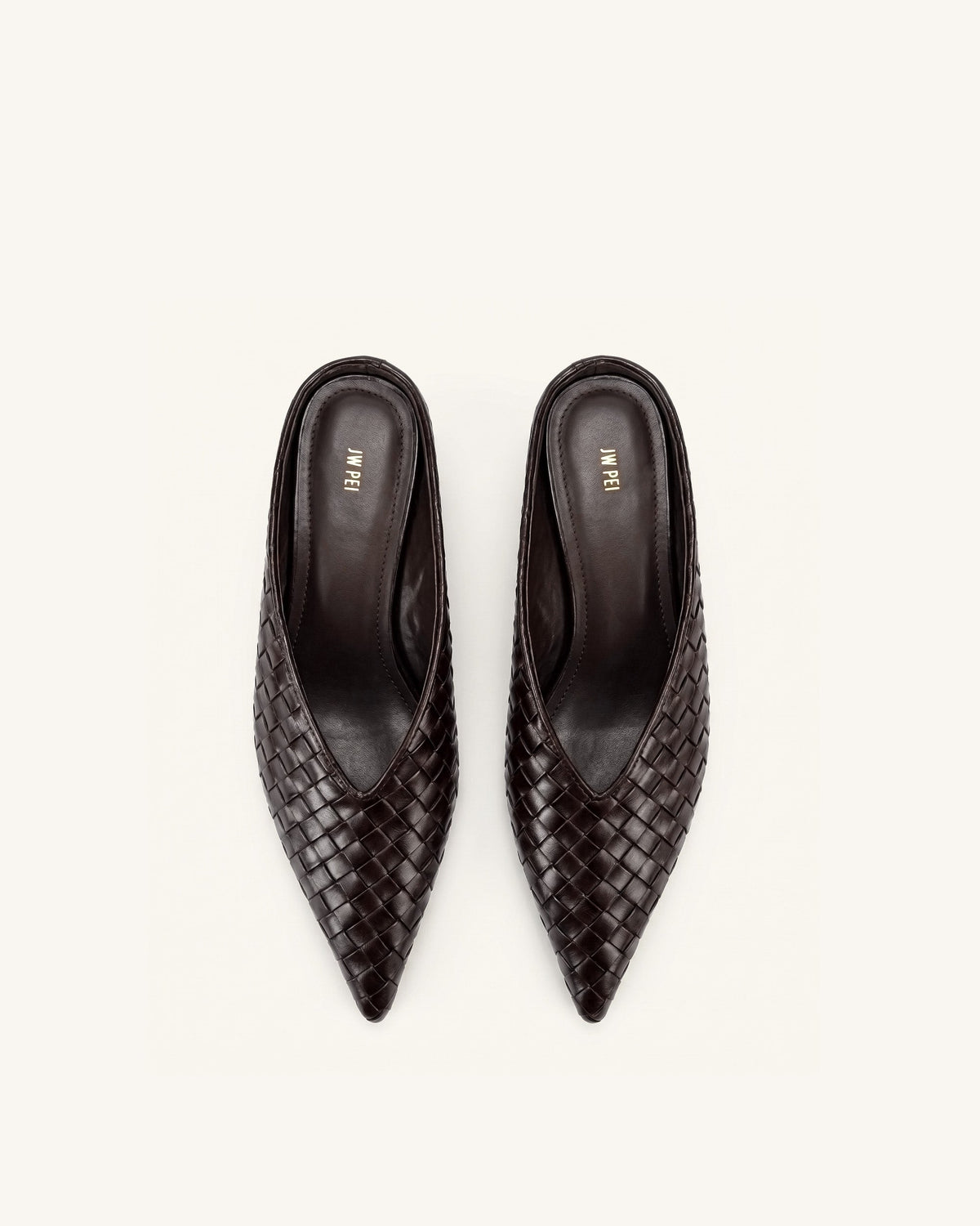 Helena Woven Textured Pointed Toe Mules - Burgundy | JW PEI