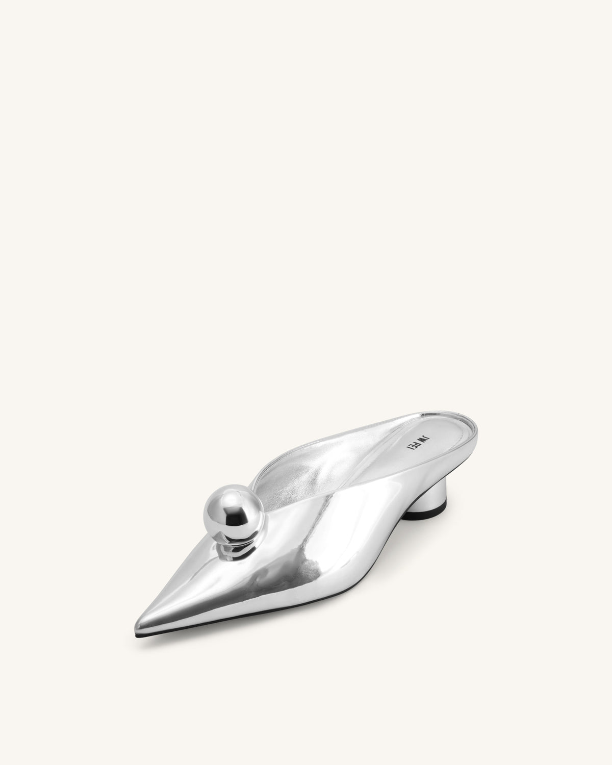 Helena Sphere Embellished Pointed Toe Mules - Silver | JW PEI
