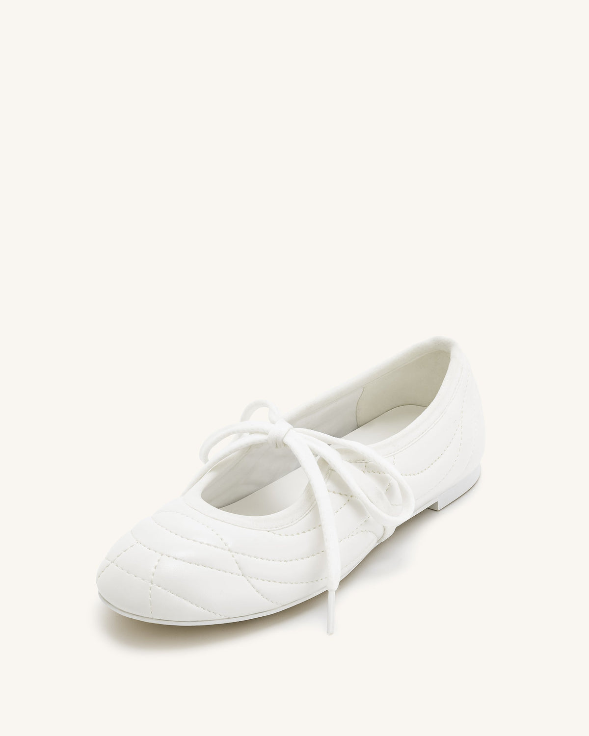 Erika Topstitching lace-up ballet Flats- White | JW PEI