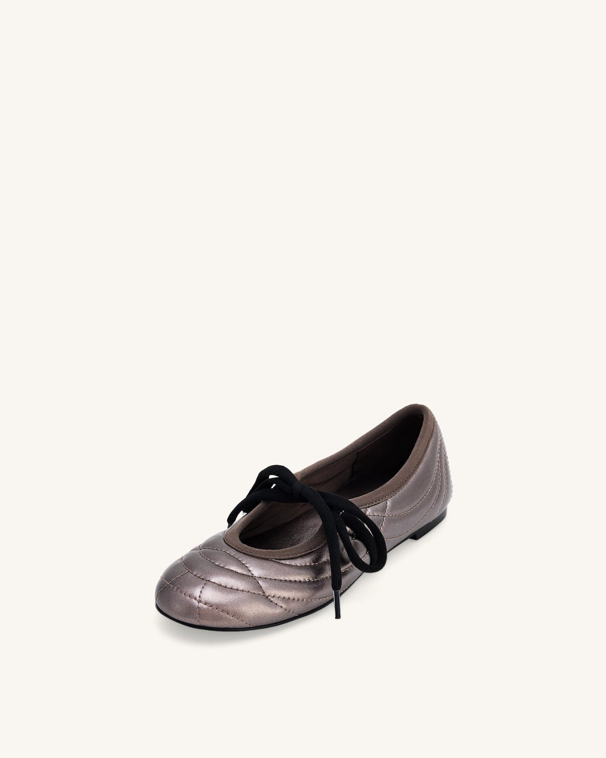 Erika Topstitching Lace-up Ballet Flats - Dark Brown | JW PEI