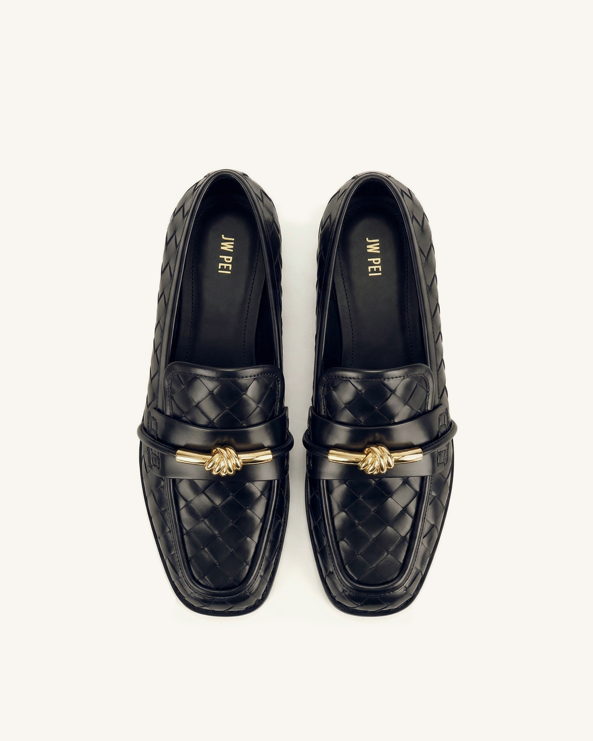 Elowen Woven Horsebit Loafers - Black | JW PEI