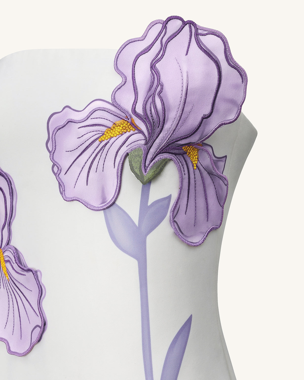 Iris Floral Print Strapless Dress - White | JW PEI