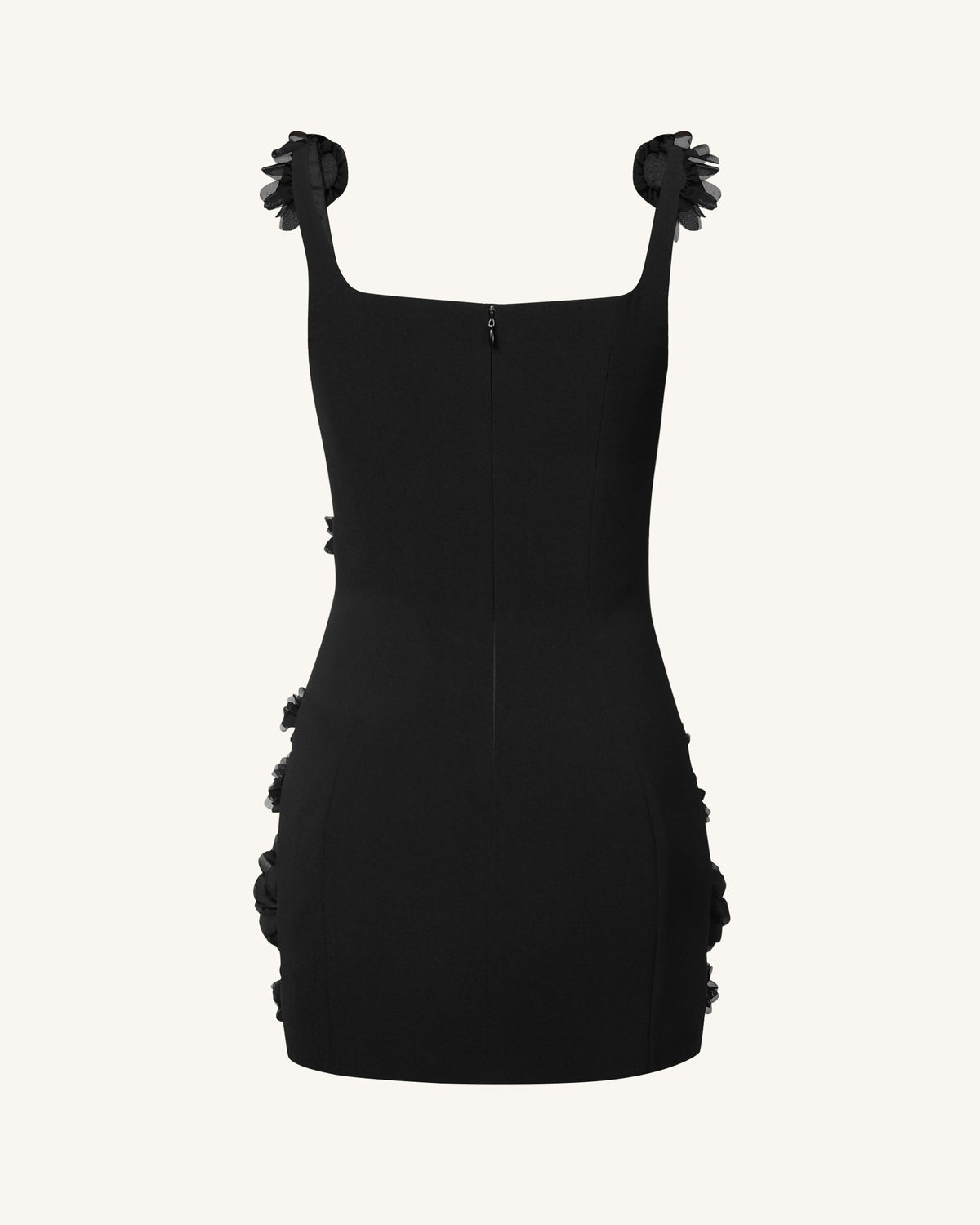 Elaina Black Rosette Applique Mini Dress - Black | JW PEI