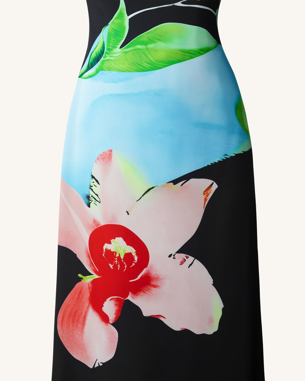 Floral Satin Halter Dress - Multicolor Black | JW PEI