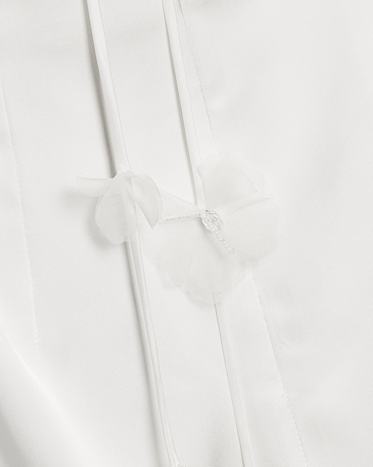 Satin Strappy Maxi Dress with Floral Streamers - White | JW PEI