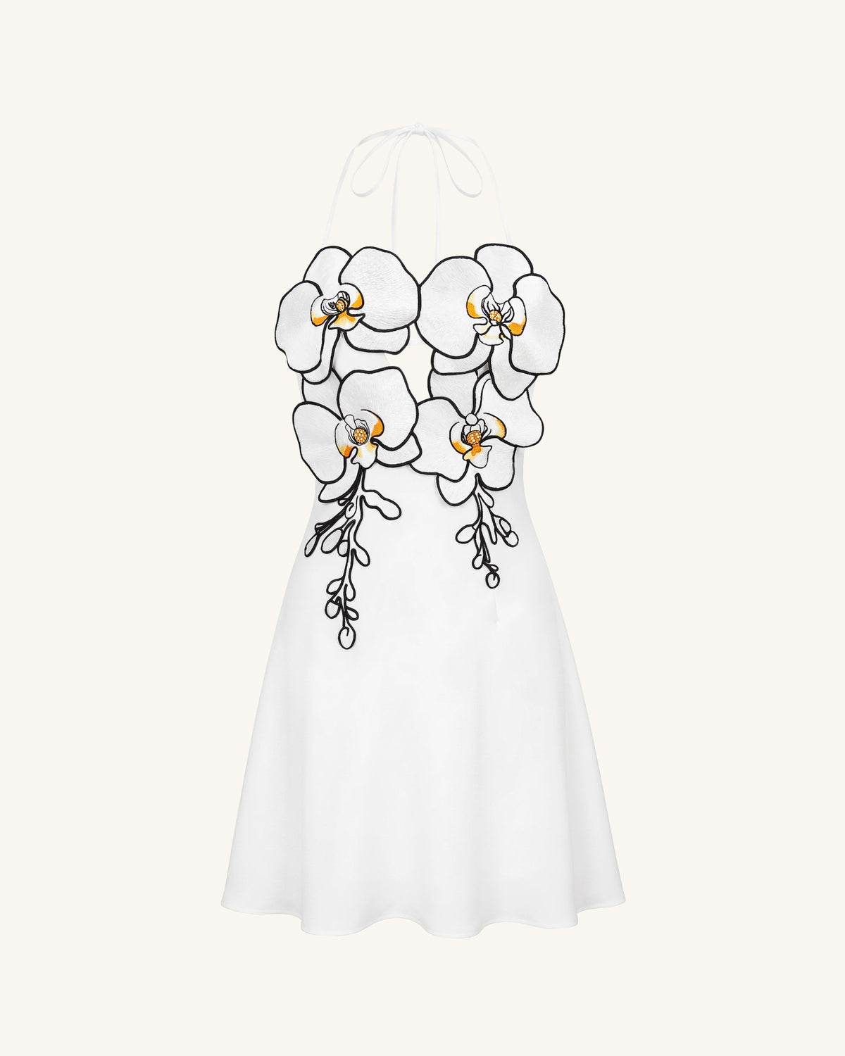 Orchid Embroidered Halter Mini Dress - White | JW PEI