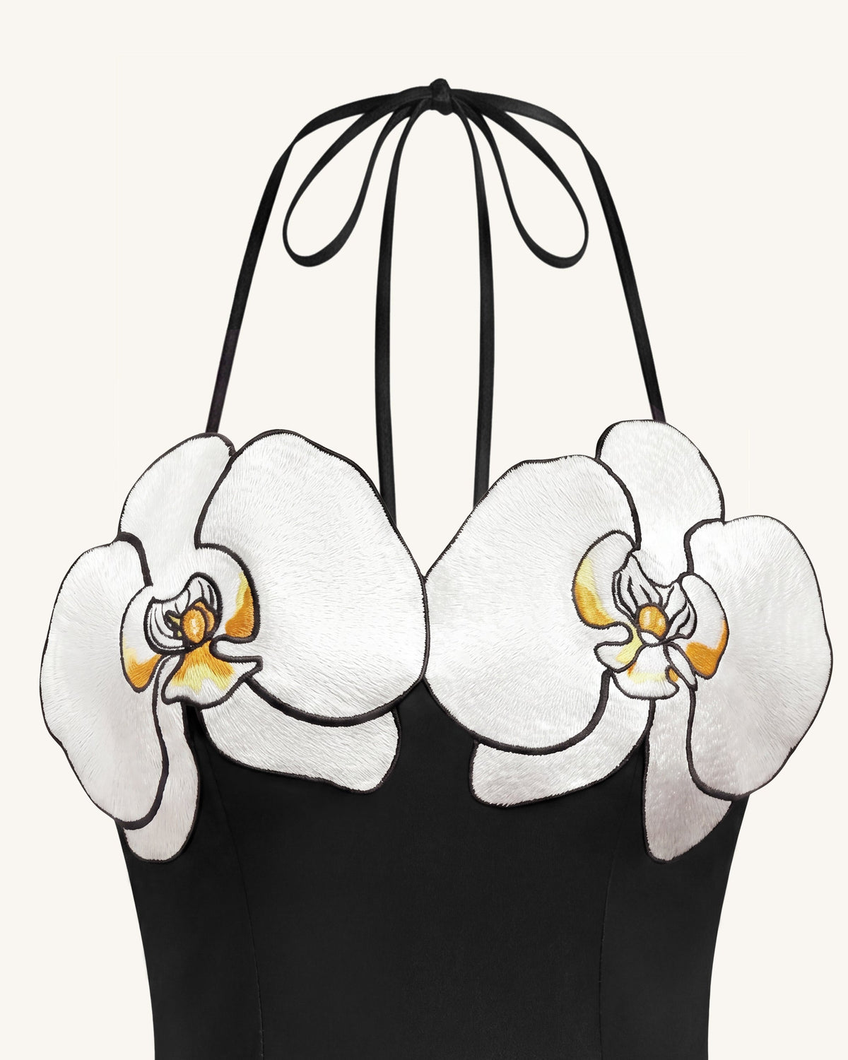 Orchid Embroidered High-Low Midi Dress - Black | JW PEI