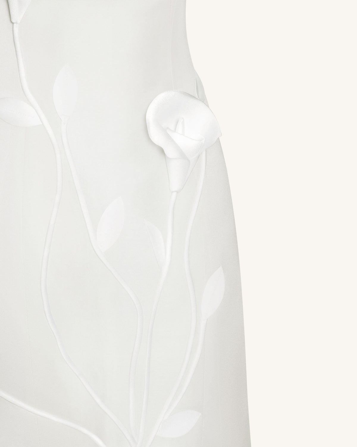 Strapless Floral Polyester Dress - White | JW PEI