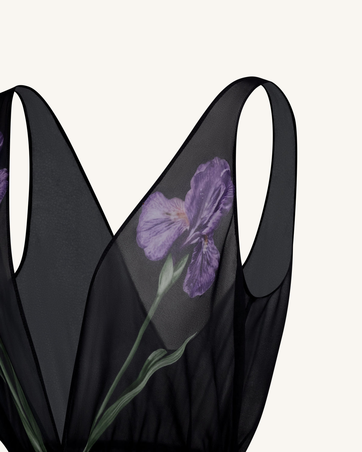 Sheer Floral Print Maxi Dress - Black | JW PEI
