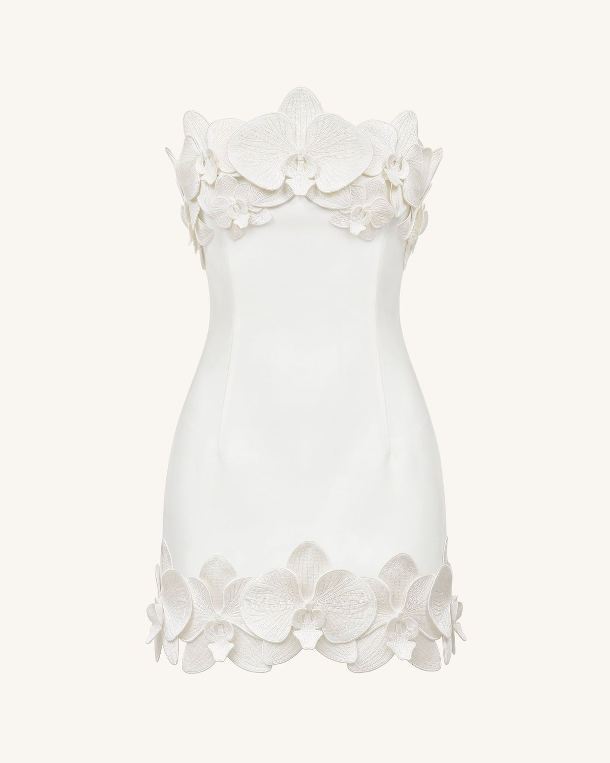 Orchid Trim Strapless Mini Dress - White | JW PEI