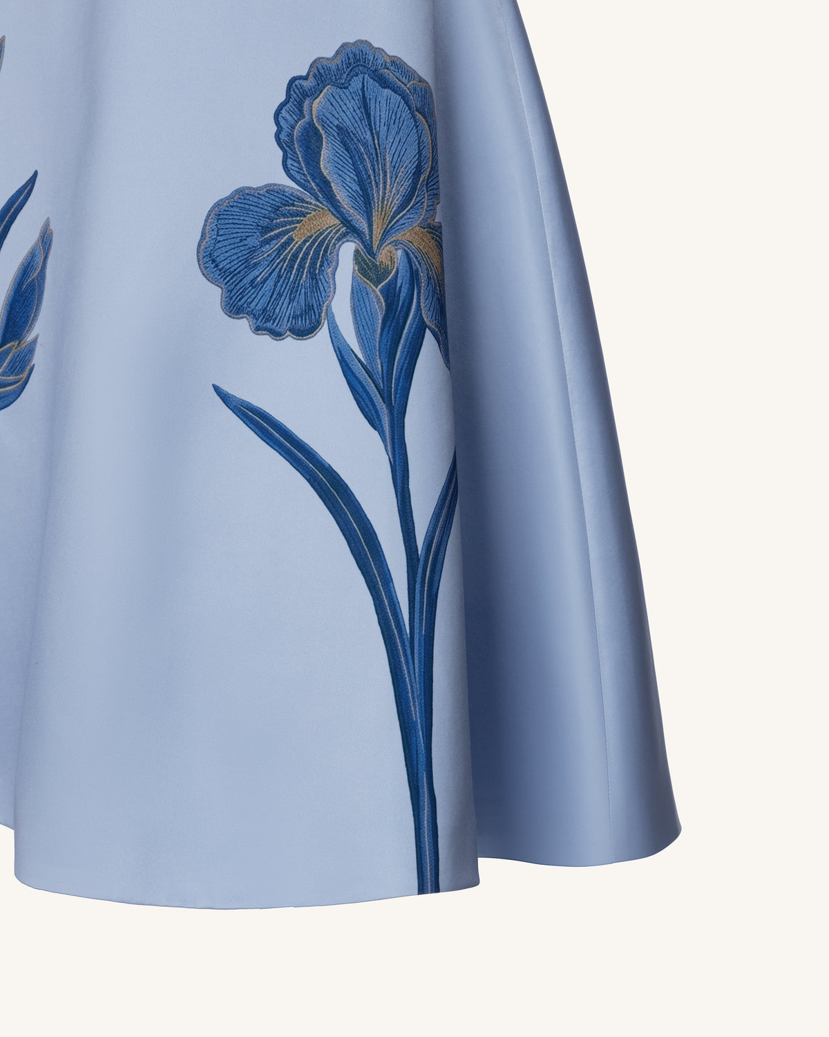 Iris Embroidered Strapless A-Line Midi Dress - Dusty Blue | JW PEI