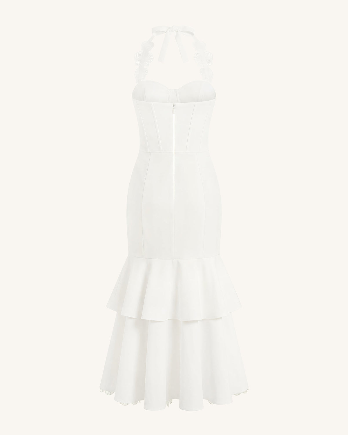 Orchid Embroidered Halter Corset Midi Dress - White | JW PEI