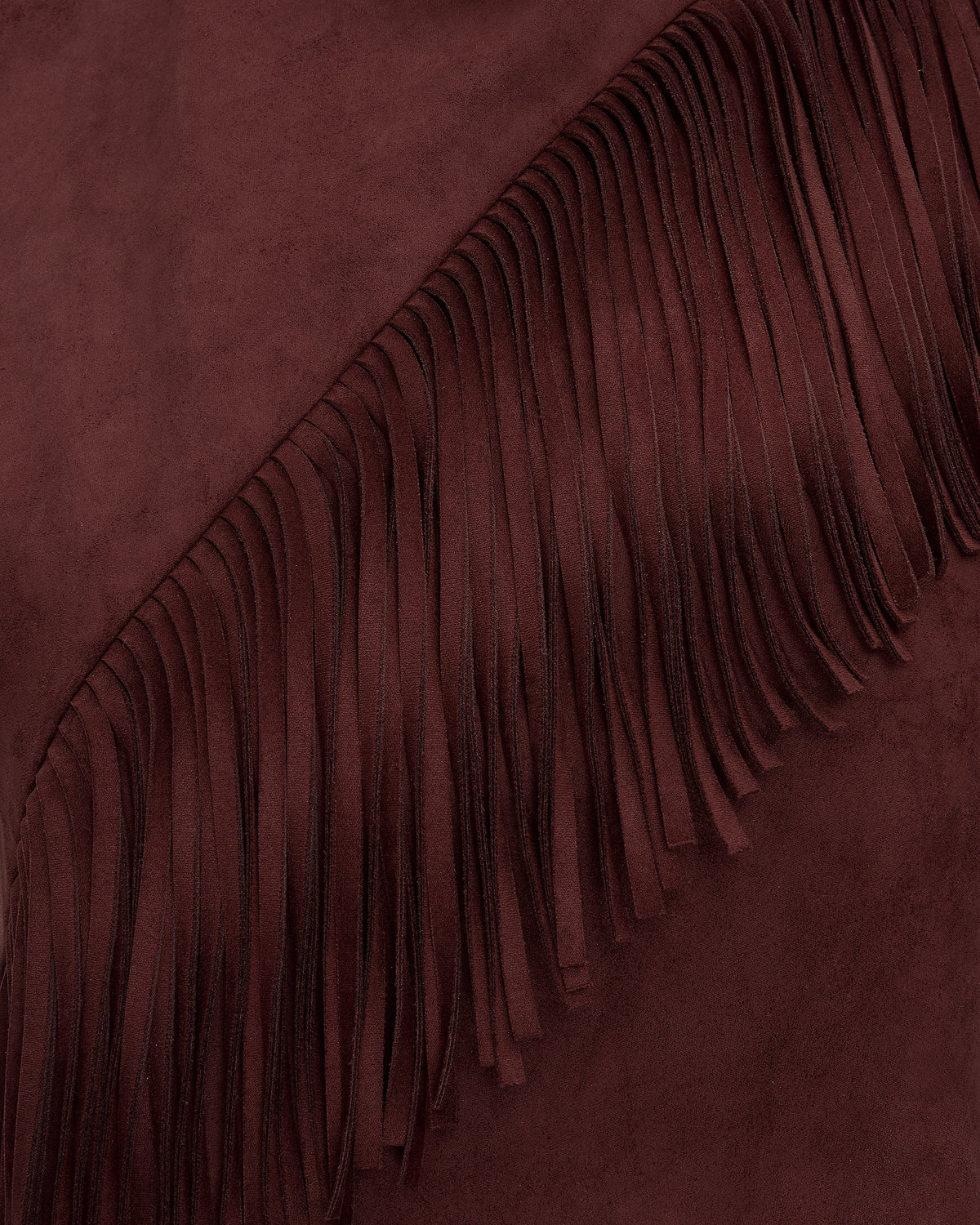 Adeline Asymmetric Fringe Sueded Top - Burgundy | JW PEI