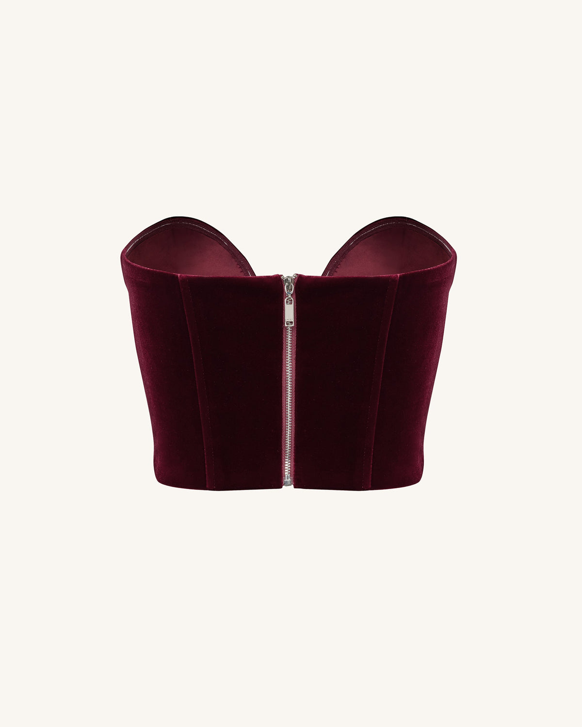 Anna Low-cut Velvet Corset Top - Claret | JW PEI