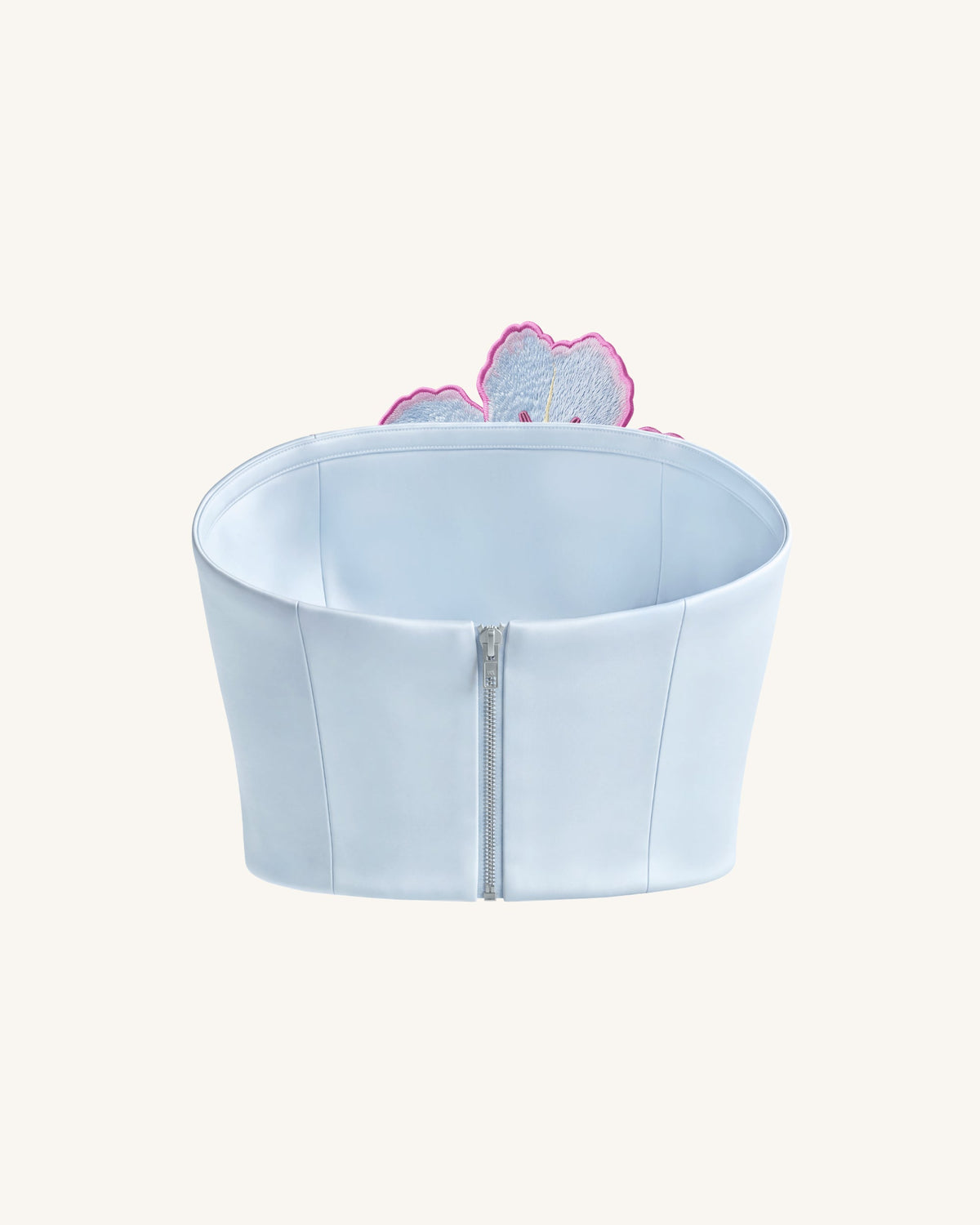 Lily Floral Embroidered Strapless Corset Top - Light Blue | JW PEI