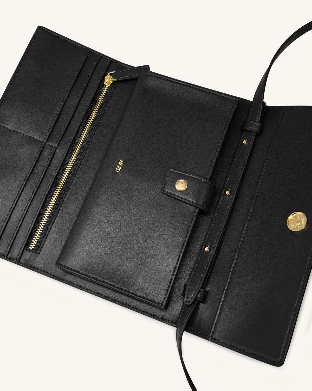 Woven Texture Flap Wallet - Black | JW PEI