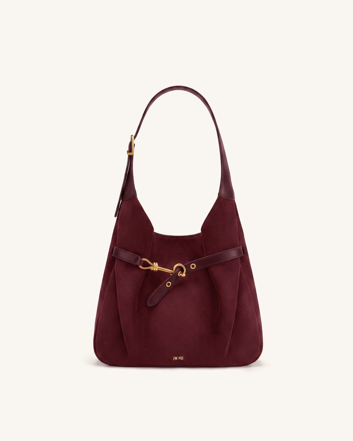 Alina Faux Suede Hobo Bag - Deep Burgundy | JW PEI