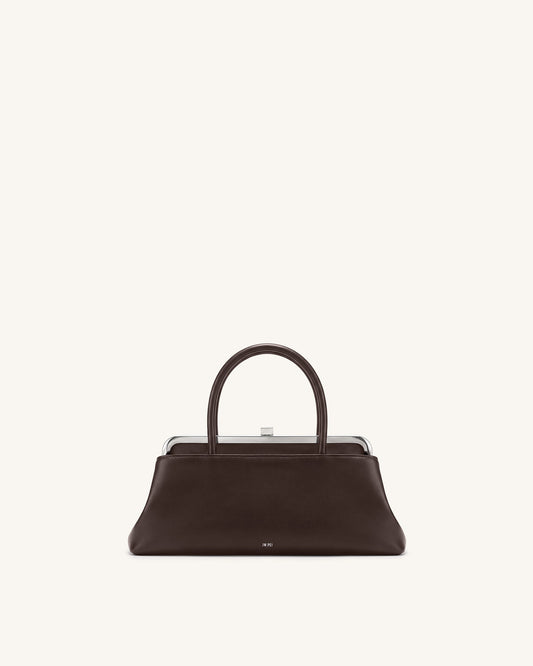 Anouk Frame Top Handle Bag - Dark Brown | JW PEI