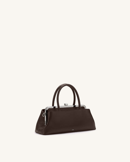 Anouk Frame Top Handle Bag - Dark Brown | JW PEI
