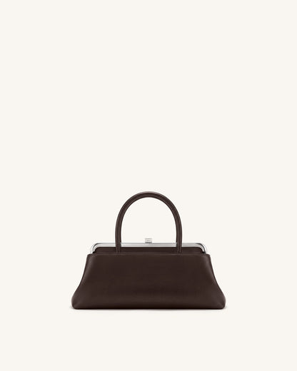 Anouk Frame Top Handle Bag - Dark Brown | JW PEI