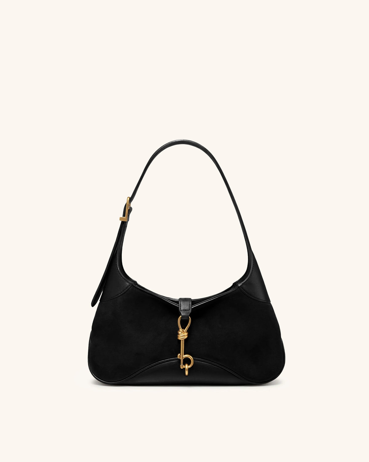 Juliette Faux Suede Key Charm East-West Shoulder Bag - Black | JW PEI