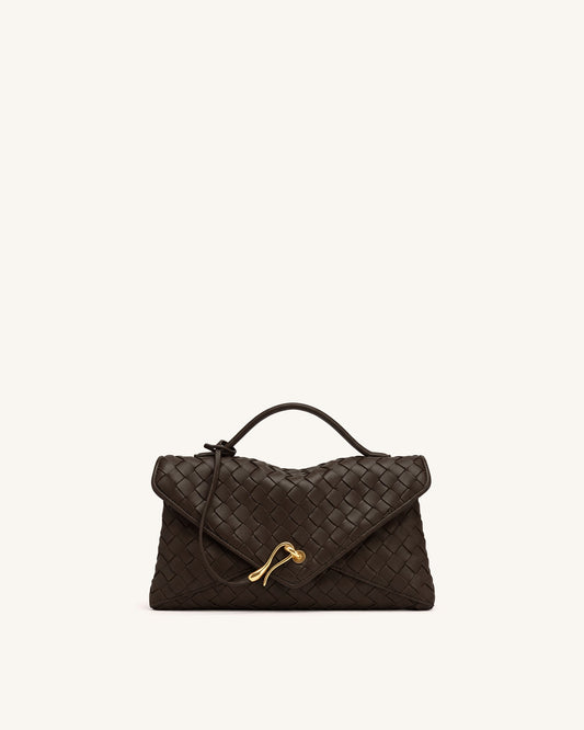 Celeste Woven Envelope Bag - Dark Brown | JW PEI