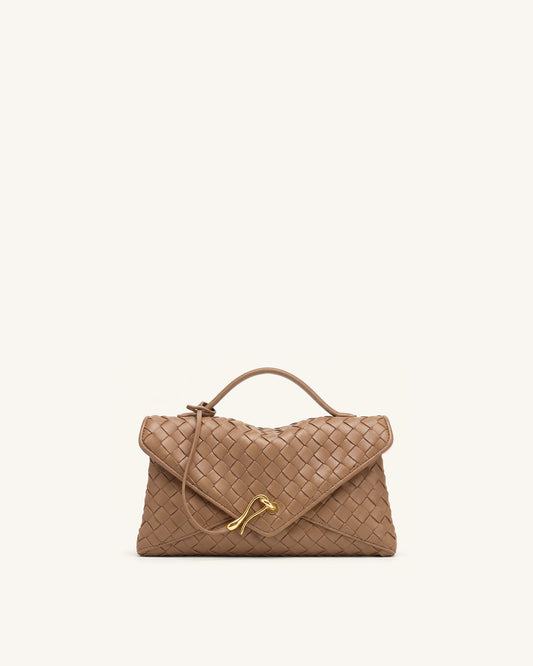 Celeste Woven Envelope Bag - Mocha Brown | JW PEI