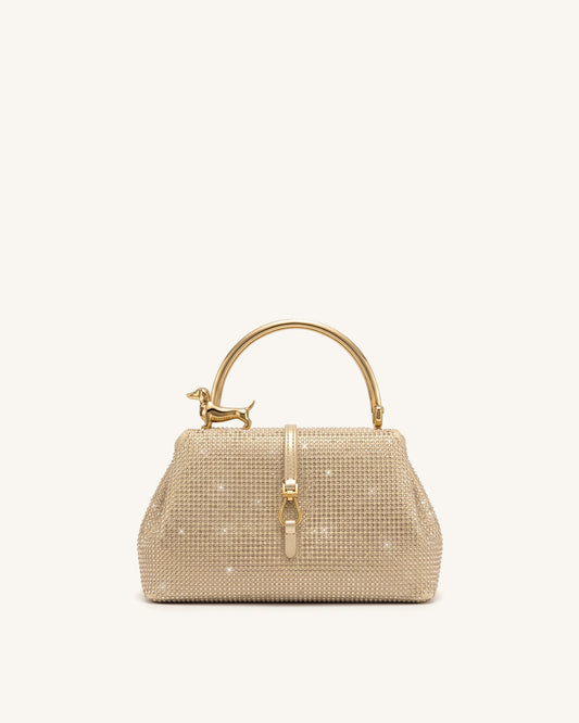Bruna Artificial Crystal Dachshund Metal Handle Top Handle Bag - Champ | JW PEI