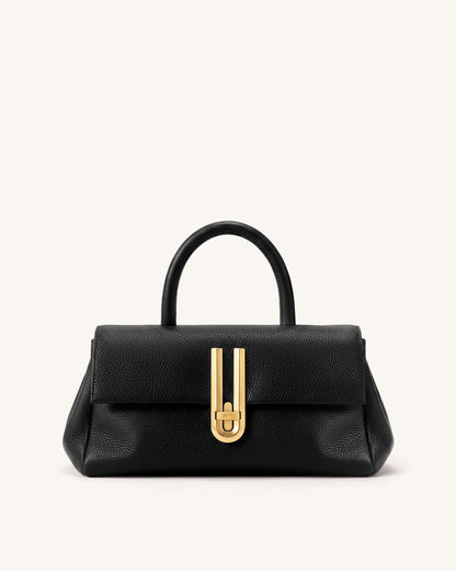 Evania U-Lock Top Handle Bag - Black | JW PEI