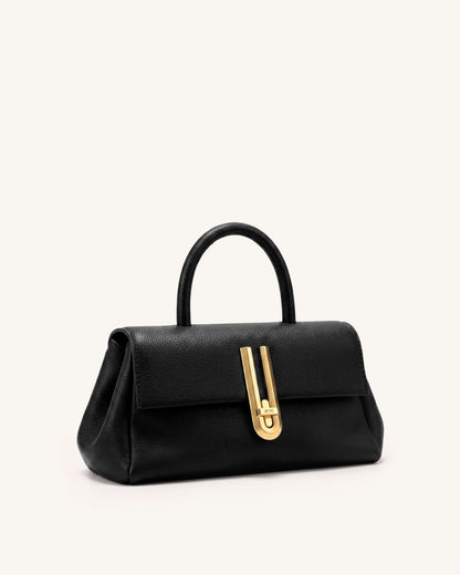 Evania U-Lock Top Handle Bag - Black | JW PEI
