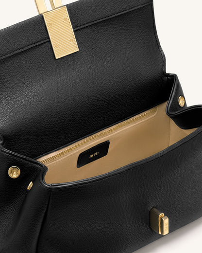 Evania U-Lock Top Handle Bag - Black | JW PEI
