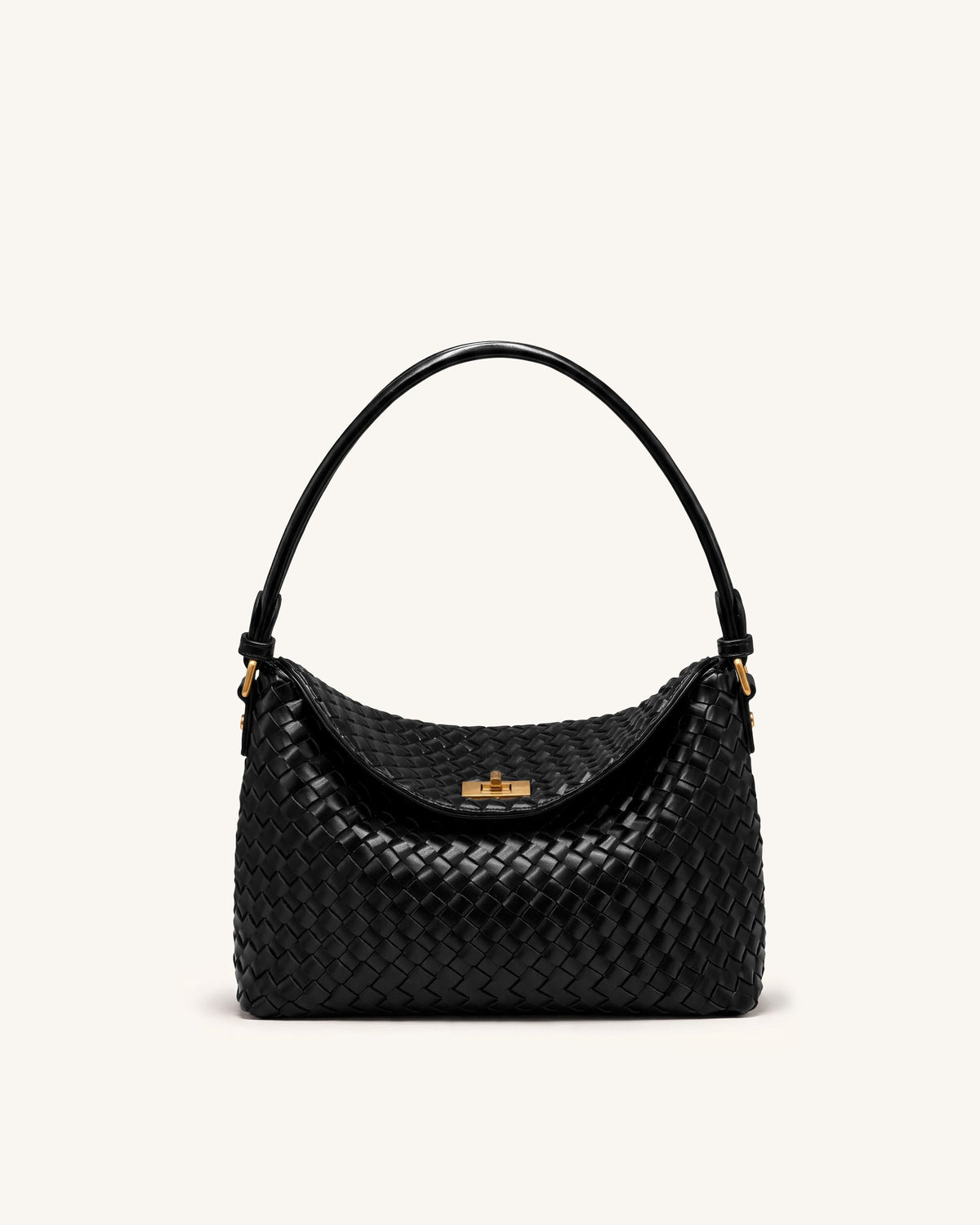 Lucia Woven Hobo Bag - Black | JW PEI