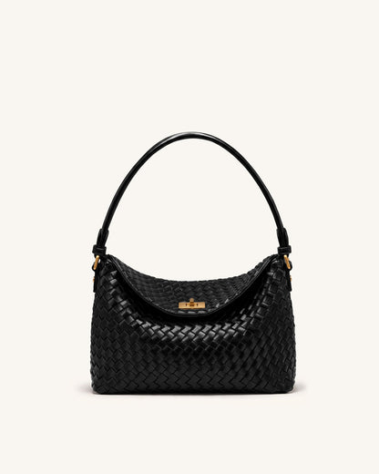 Lucia Woven Hobo Bag - Black | JW PEI