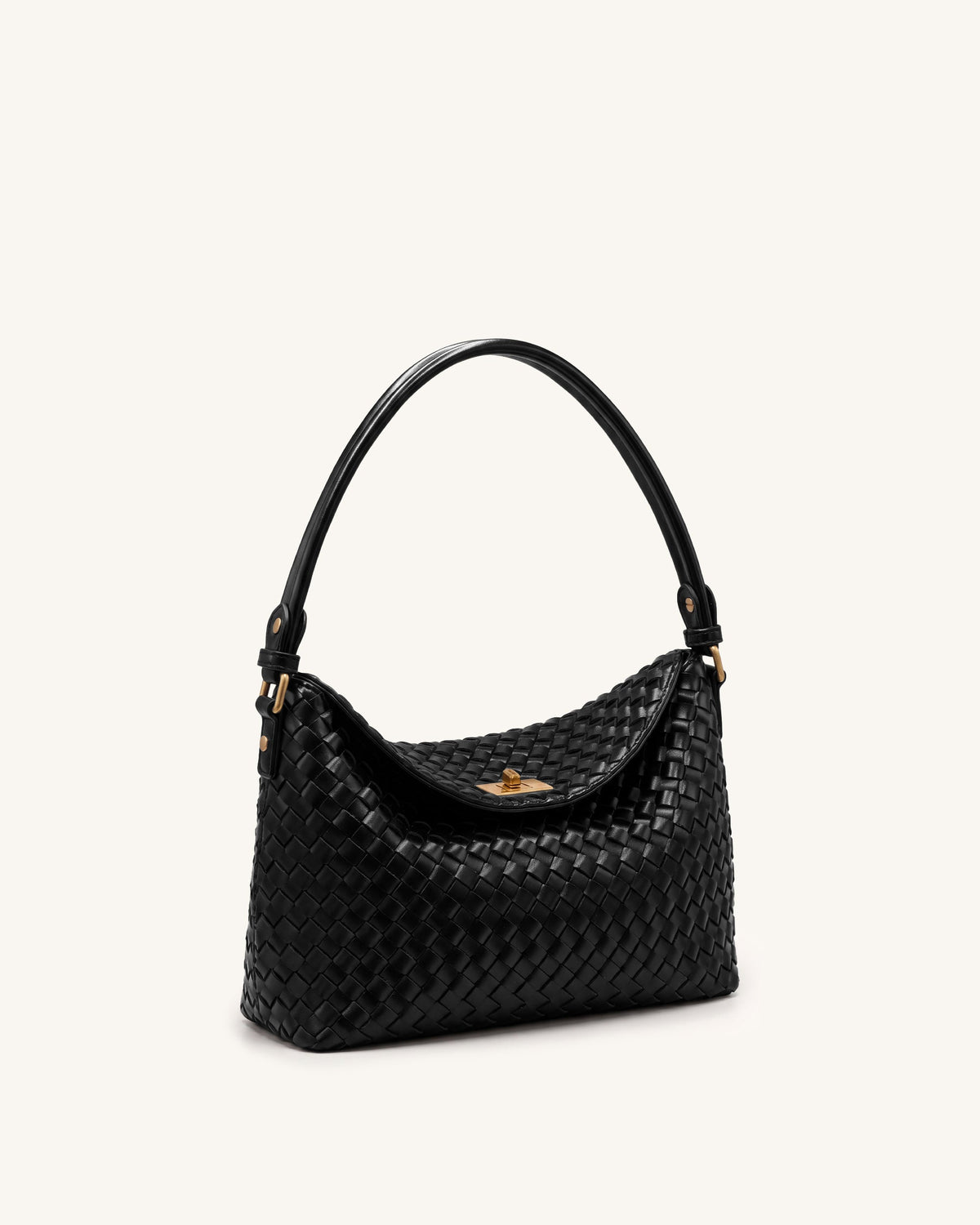 Lucia Woven Hobo Bag - Black | JW PEI