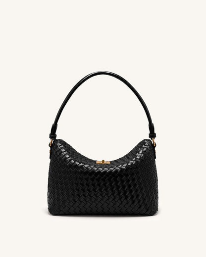 Lucia Woven Hobo Bag - Black | JW PEI