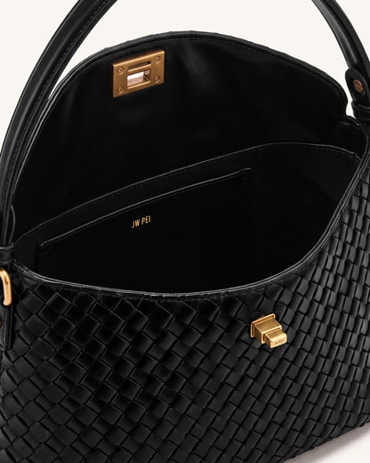 Lucia Woven Hobo Bag - Black | JW PEI