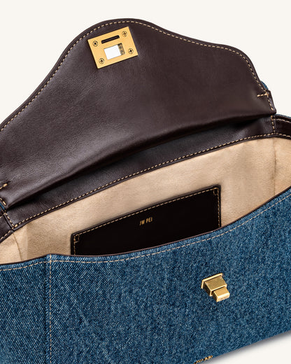 Lucia Envelope Chain Shoulder Bag - Blue Denim | JW PEI