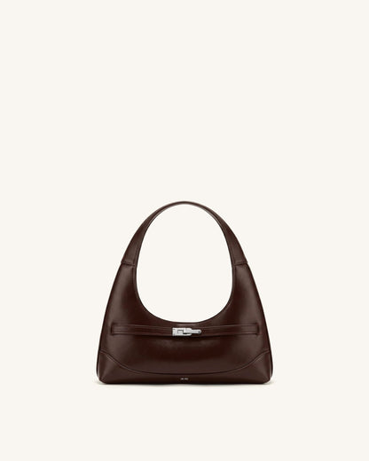 Noelle Belted Shoulder Bag - Dark Brown | JW PEI