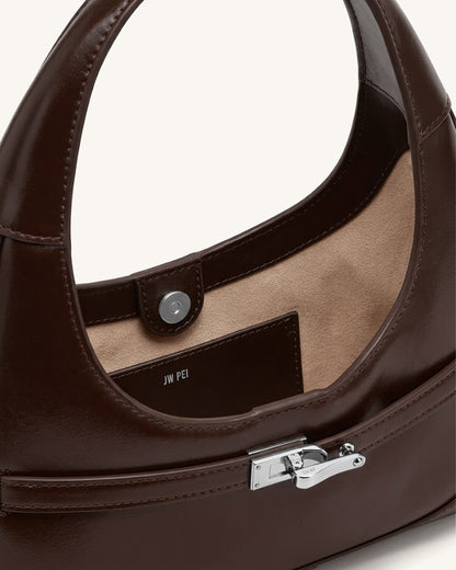 Noelle Belted Shoulder Bag - Dark Brown | JW PEI