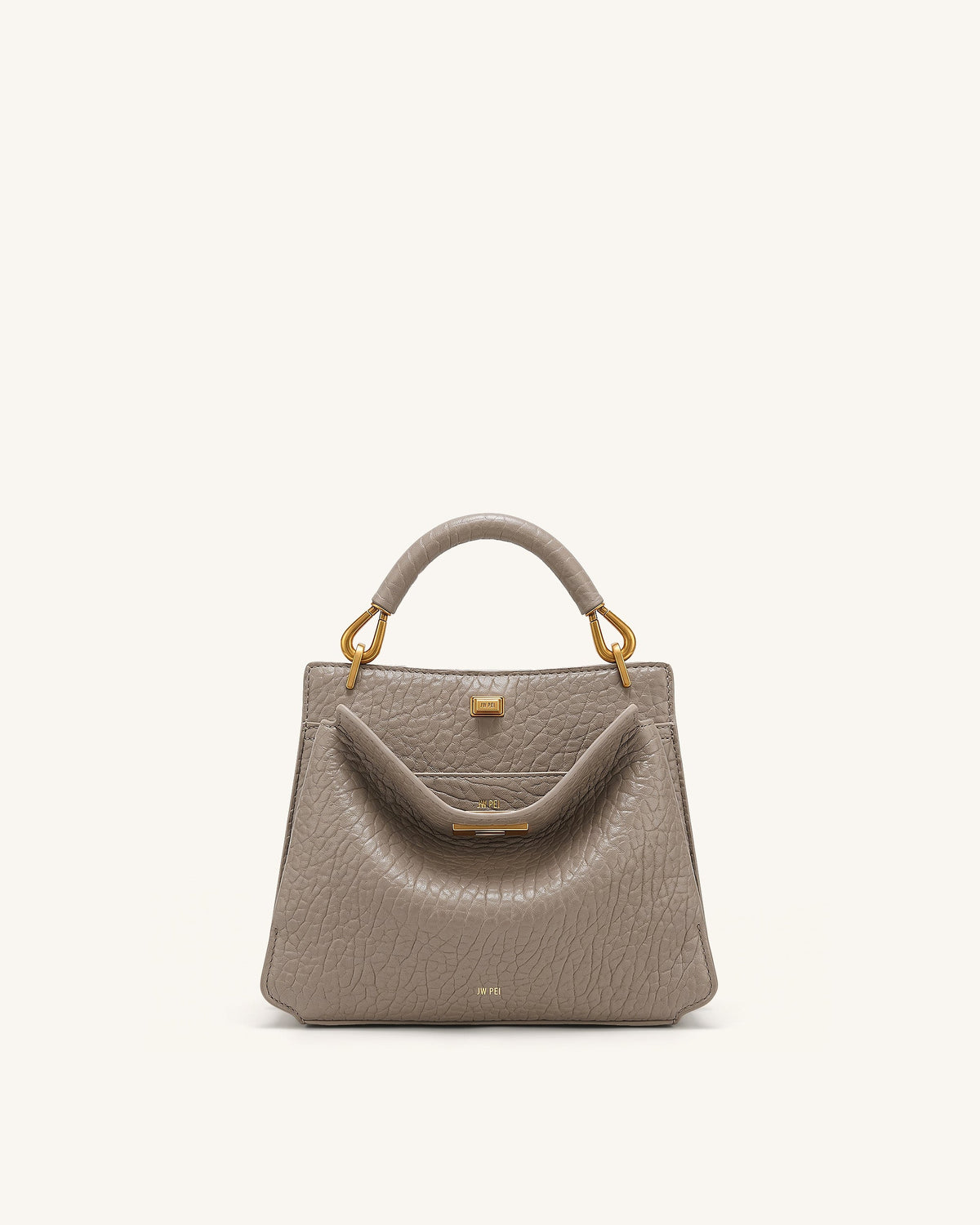 Lucia Elephant-Effect Top Handle Bag - Stone Gray | JW PEI