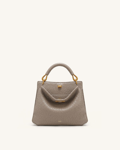 Lucia Elephant-Effect Top Handle Bag - Stone Gray | JW PEI